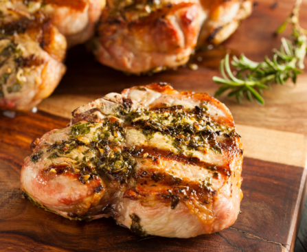 Grilled Lemon Herb Pork Chops with Roasted Vegetables