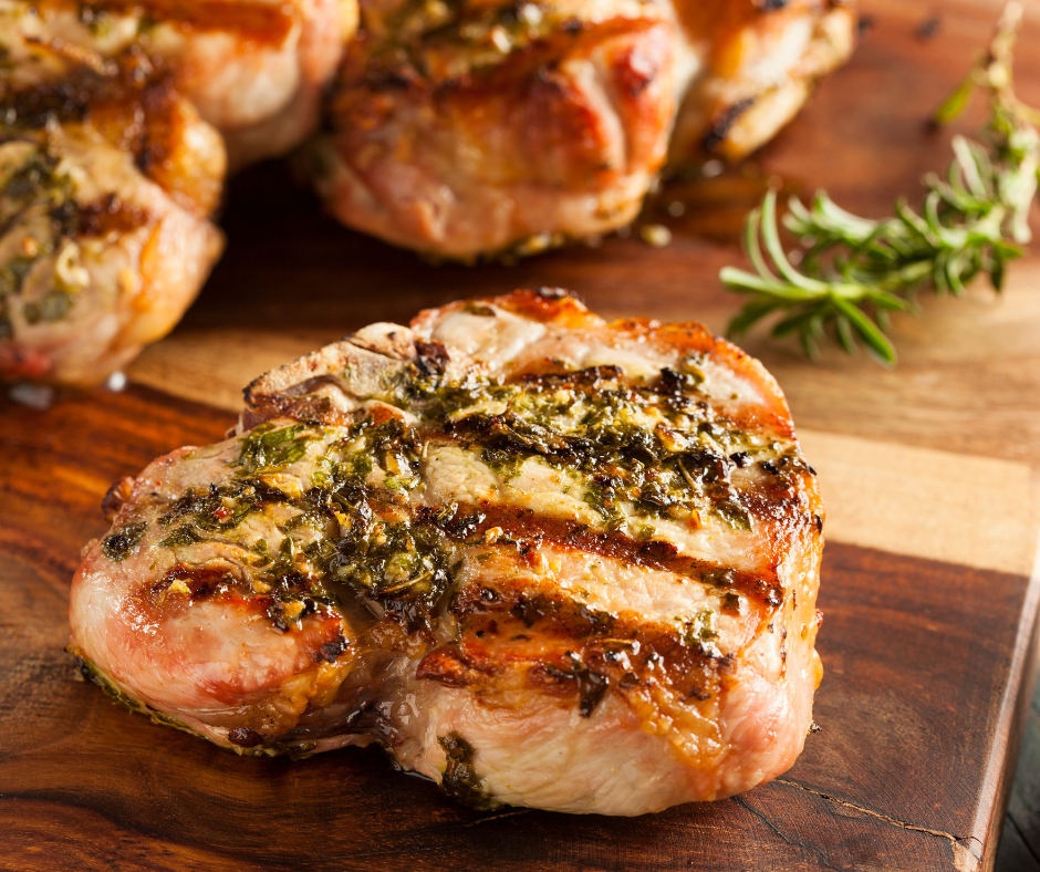 Grilled Lemon Herb Pork Chops with Roasted Vegetables