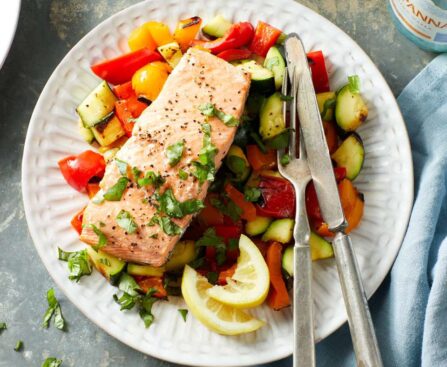 Lemon Herb Baked Salmon with Roasted Vegetables