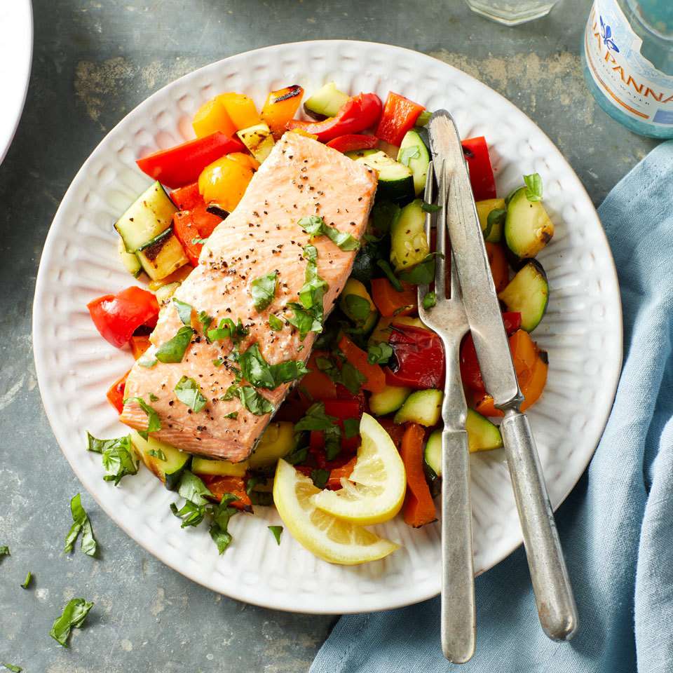 Lemon Herb Baked Salmon with Roasted Vegetables